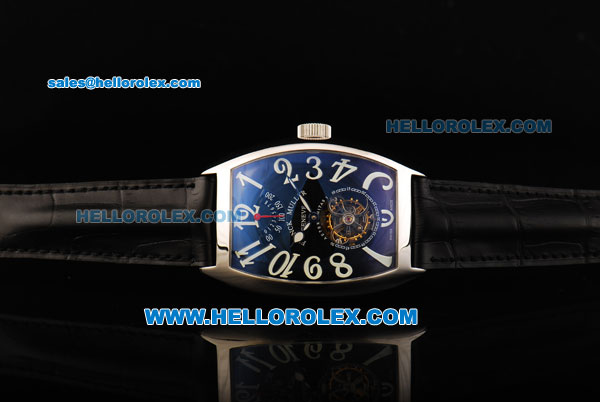 Franck Muller Swiss Tourbillon Manual Winding Movement Steel Case with Black Dial and White Arabic Numerals - Click Image to Close